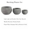 Heavy Fiber Clay Planter Set 3-Piece X Large Pots Rounded Outdoor